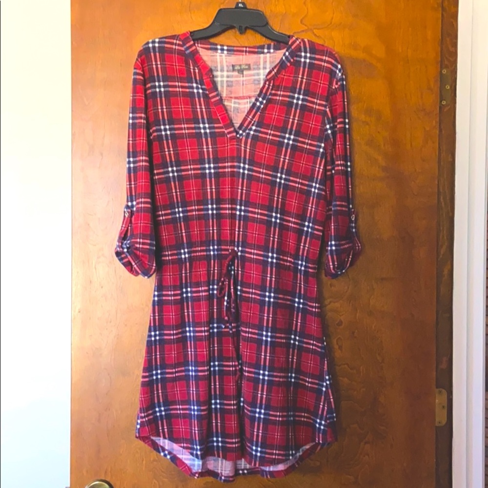 RED PLAID DRESS SIZE LARGE